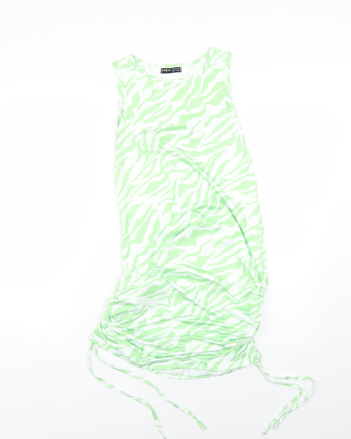 SheIn Womens Green Animal Print Bodycon Size S