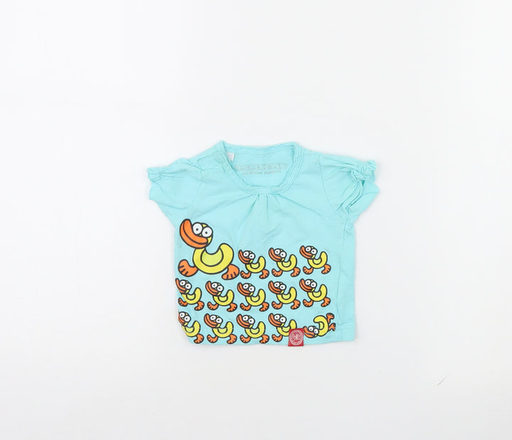 Kukuxumusu Girls Blue Basic T-Shirt Size 0-3 Months - ducks