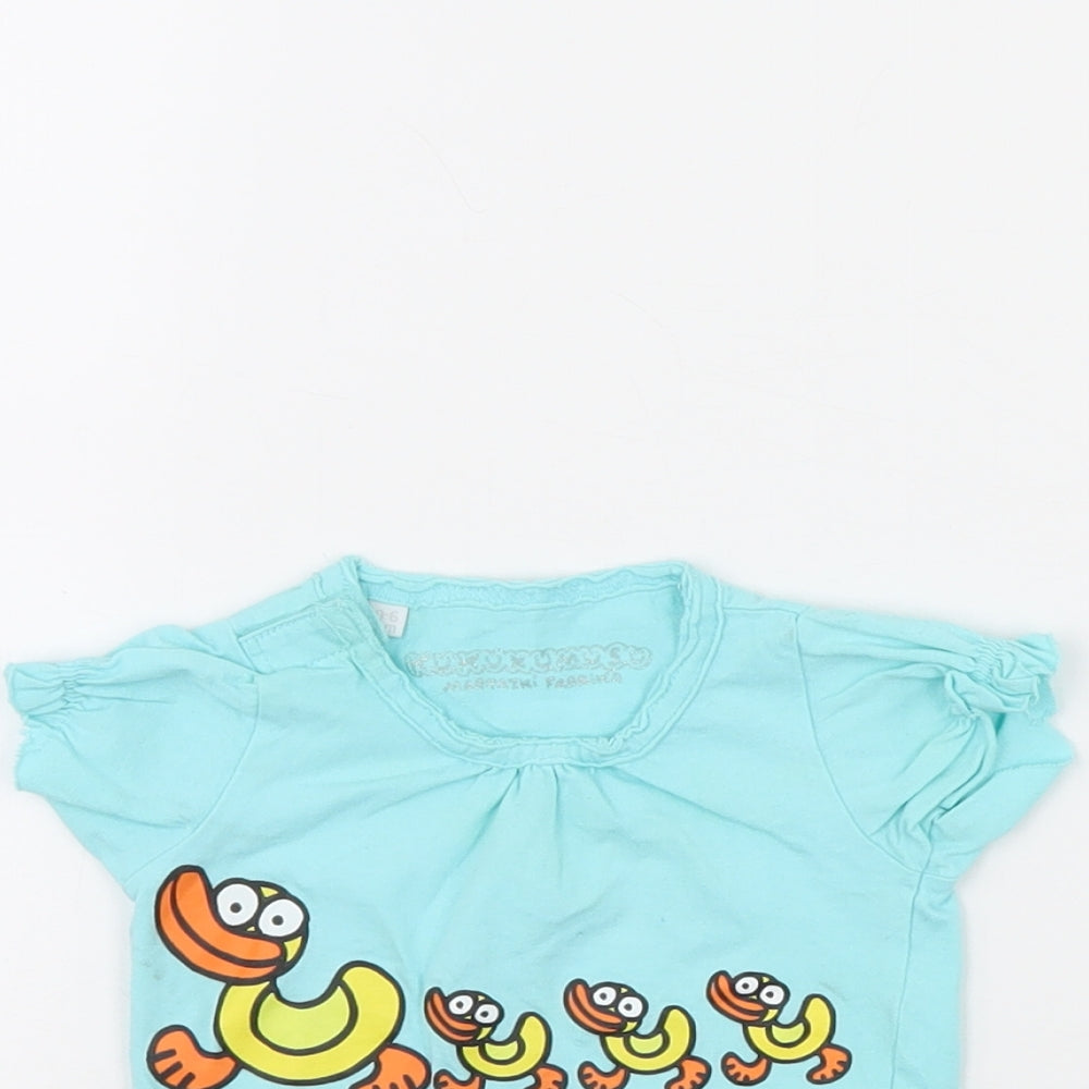 Kukuxumusu Girls Blue   Basic T-Shirt Size 0-3 Months  - ducks