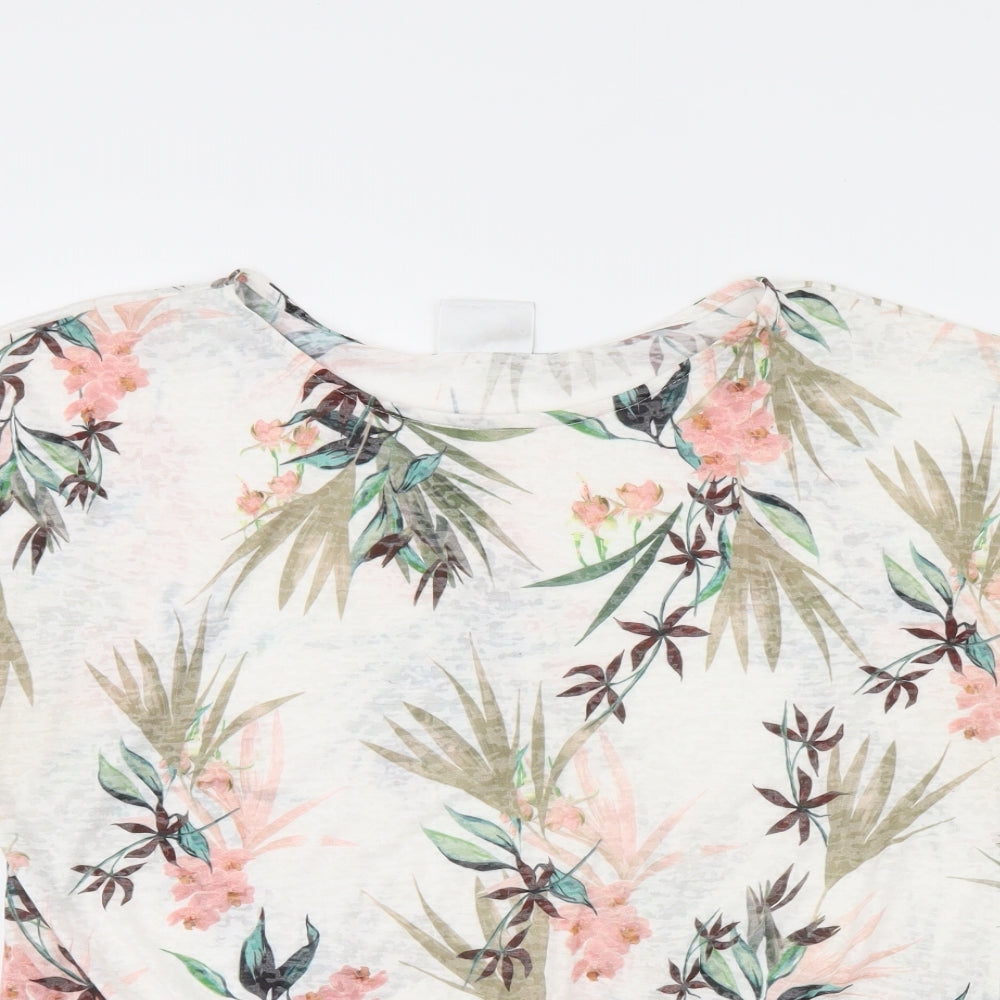Wallis Womens White Floral  Basic Blouse Size L