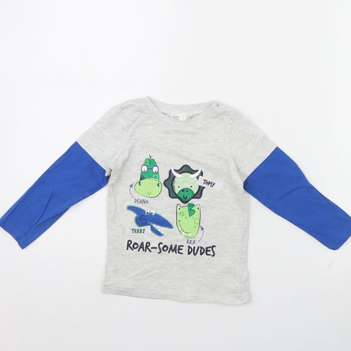 M&Co Boys Grey   Basic T-Shirt Size 2 Years