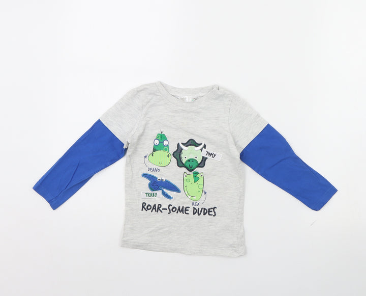 M&Co Boys Grey Basic T-Shirt Size 2 Years