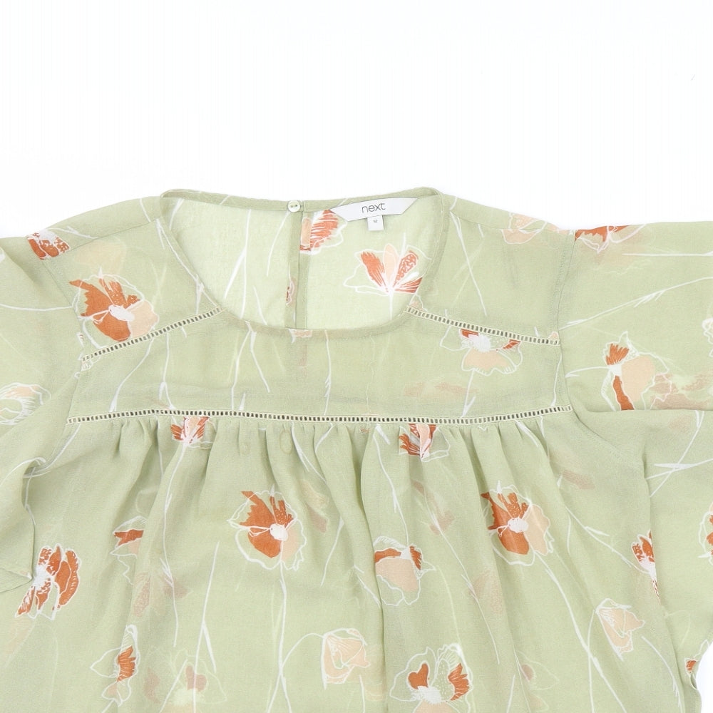 NEXT Womens Green Floral  Basic Blouse Size 12