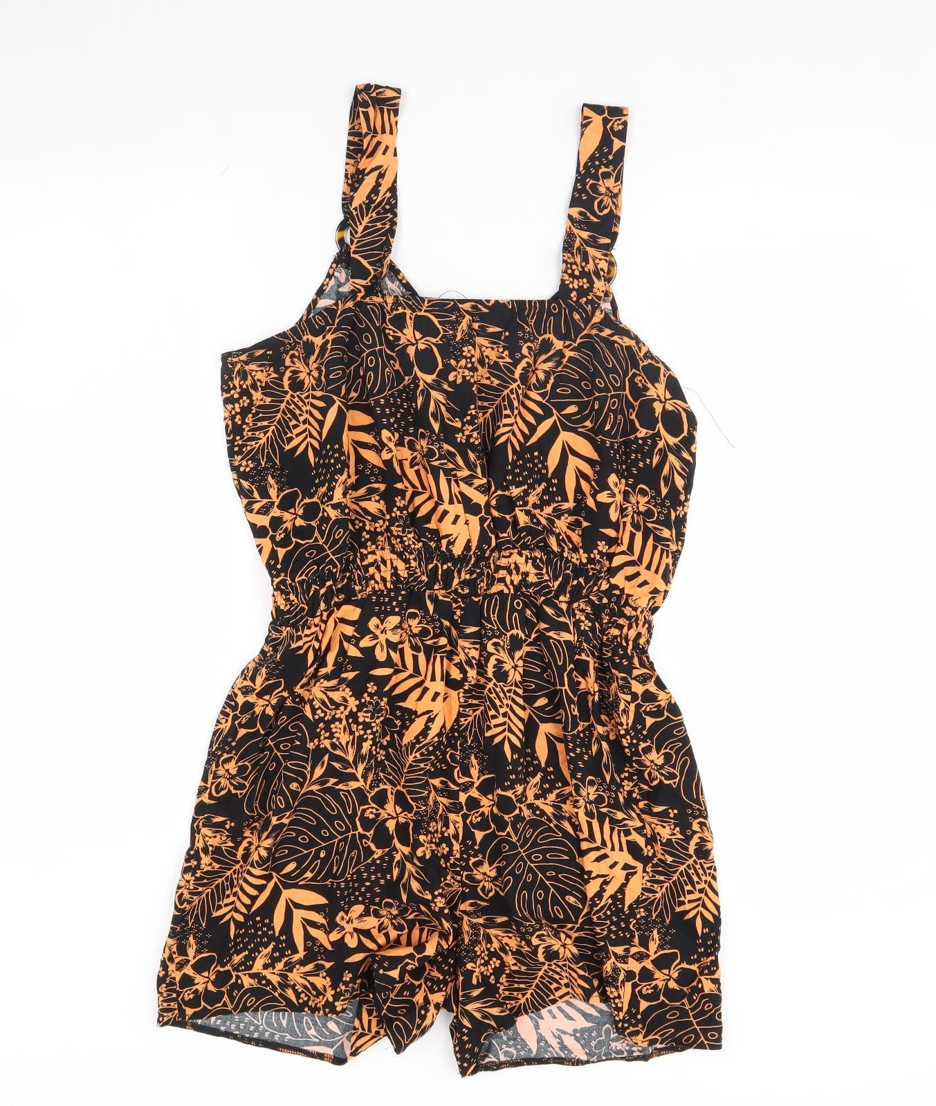 George Womens Black Floral  Playsuit One-Piece Size M