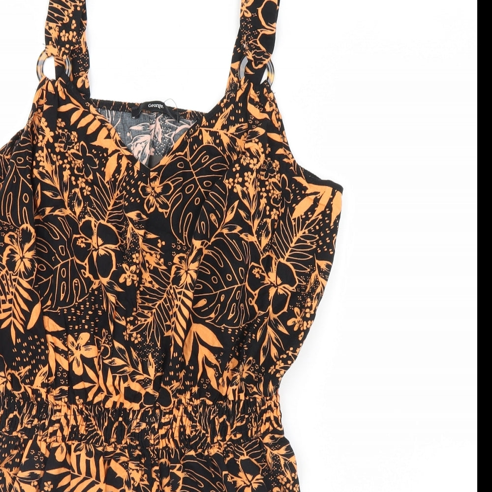 George Womens Black Floral  Playsuit One-Piece Size M