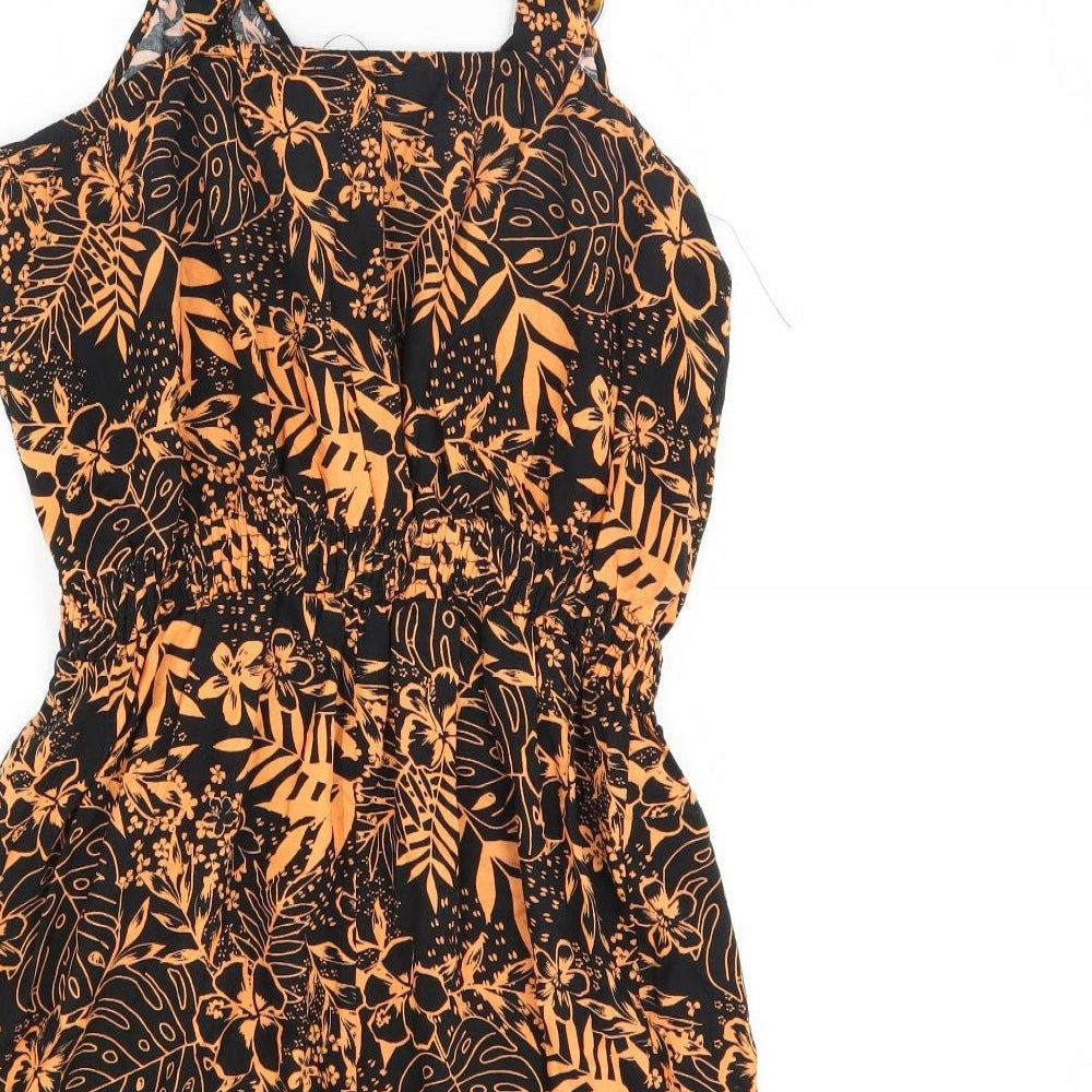 George Womens Black Floral  Playsuit One-Piece Size M