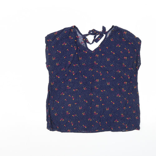 inextenso Womens Blue Floral  Basic Blouse Size 10