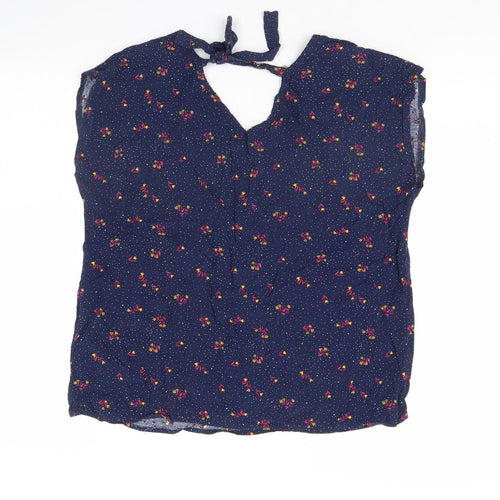 inextenso Womens Blue Floral  Basic Blouse Size 10