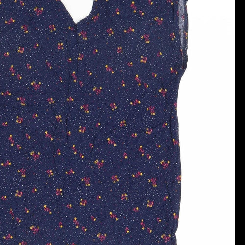 inextenso Womens Blue Floral  Basic Blouse Size 10