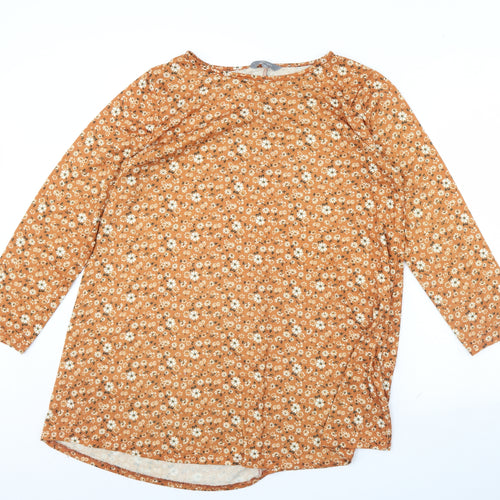 Principles Womens Orange Floral  Pullover Jumper Size 12