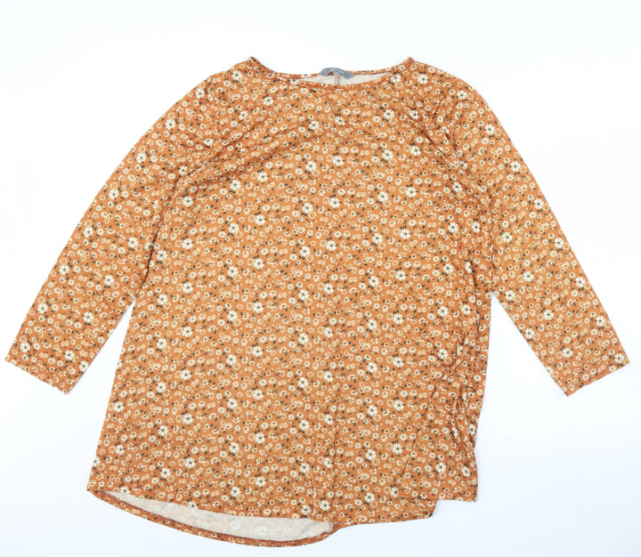 Principles Womens Orange Floral  Pullover Jumper Size 12