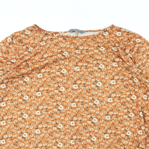 Principles Womens Orange Floral  Pullover Jumper Size 12