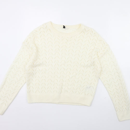Divided Womens White   Pullover Jumper Size S