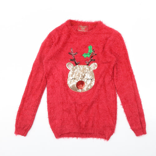 Primark Girls Red   Pullover Jumper Size 14 Years  - Christmas jumper