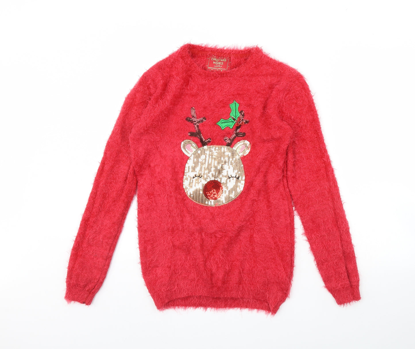 Primark Girls Red   Pullover Jumper Size 14 Years  - Christmas jumper