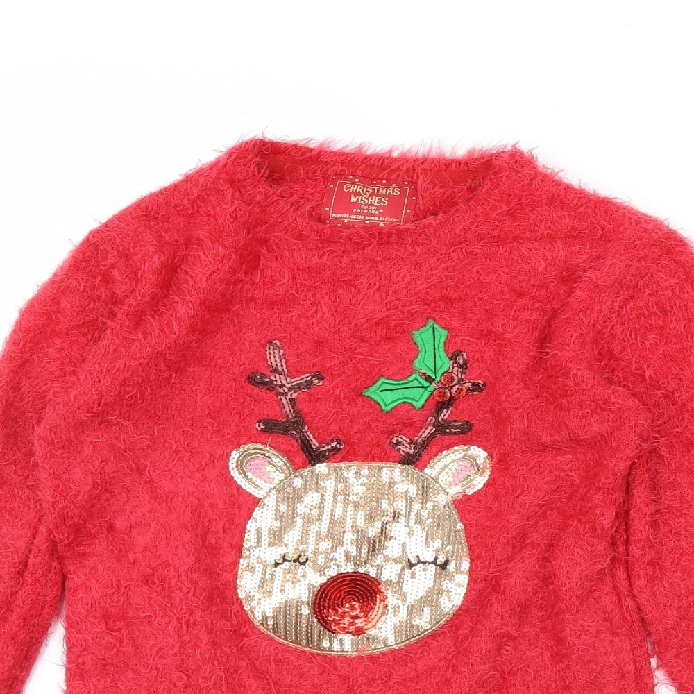 Primark Girls Red   Pullover Jumper Size 14 Years  - Christmas jumper