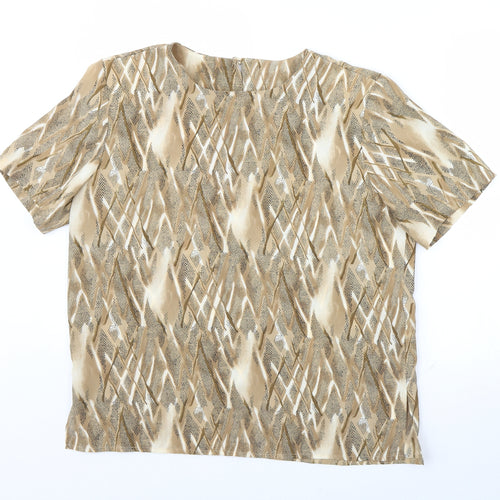 Bonmarché Womens Beige Geometric  Basic Blouse Size 16  - Shoulder Pads