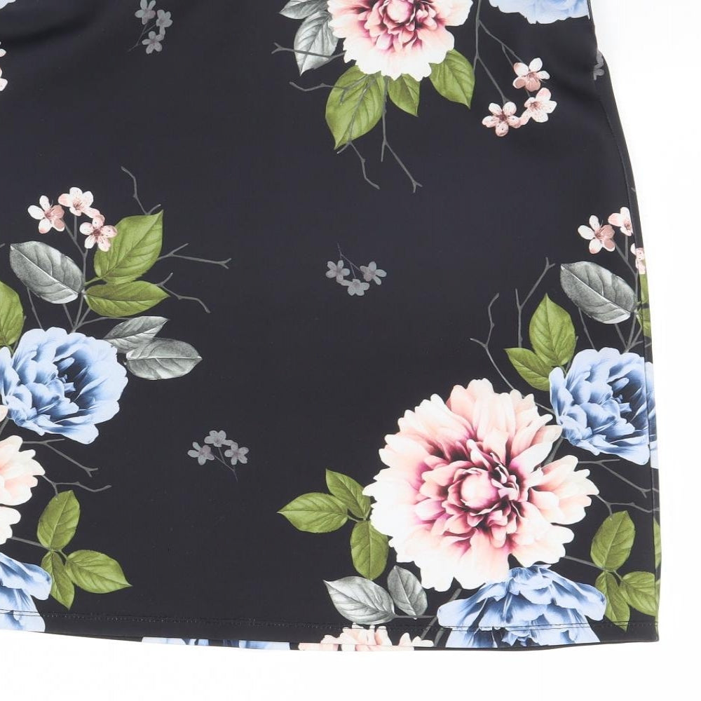 Dorothy Perkins Womens Black Floral  Mini Skirt Size 12