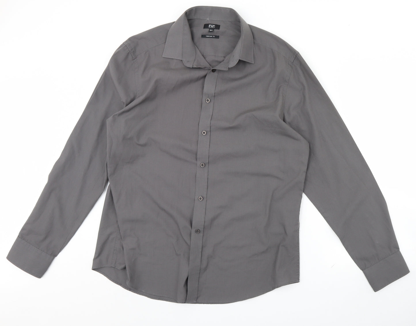F&F Mens Grey    Dress Shirt Size 16