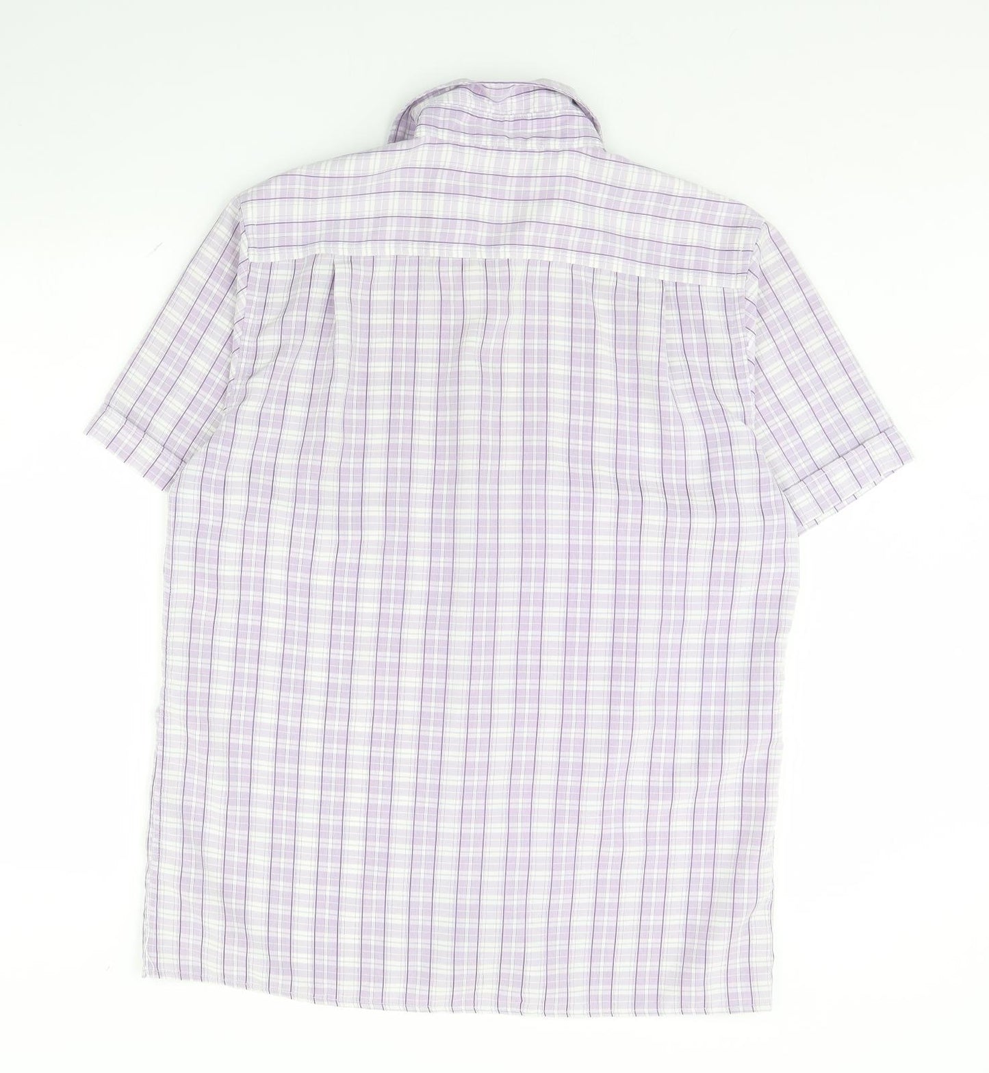 George Mens Purple Check   Dress Shirt Size L