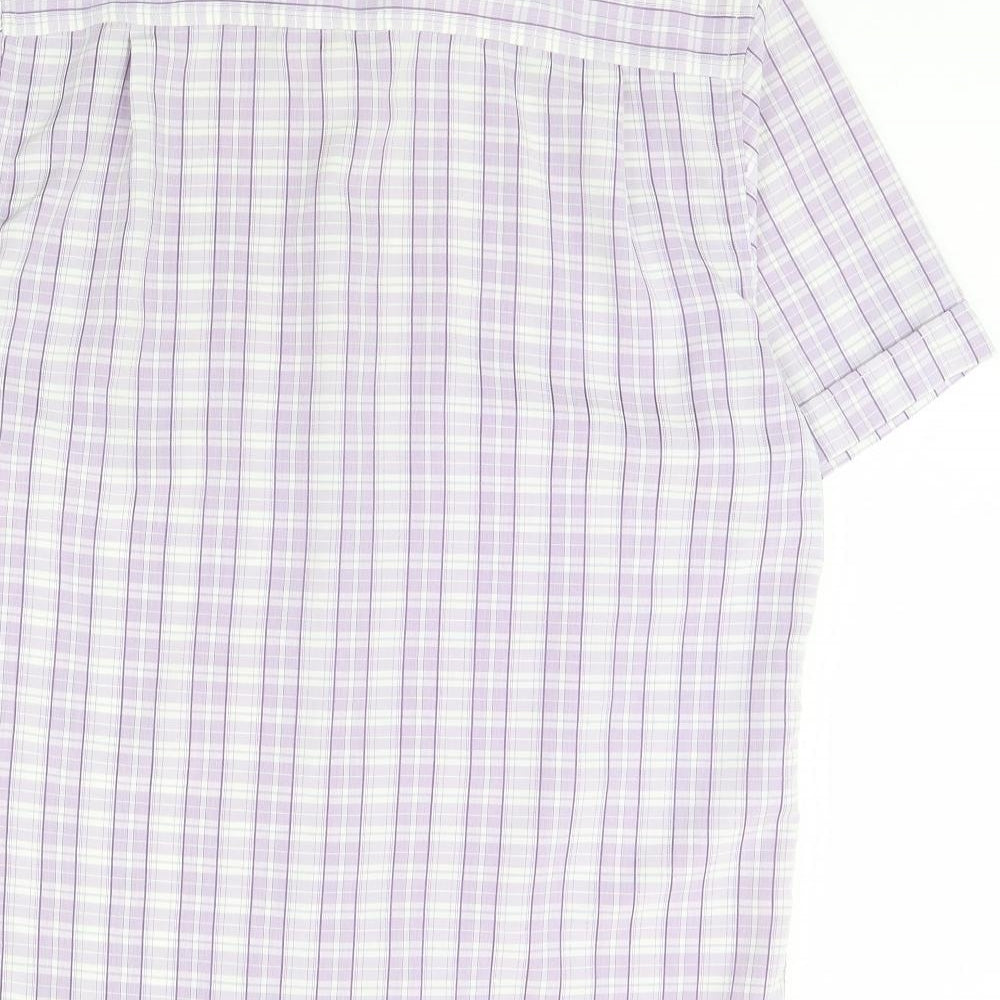 George Mens Purple Check   Dress Shirt Size L