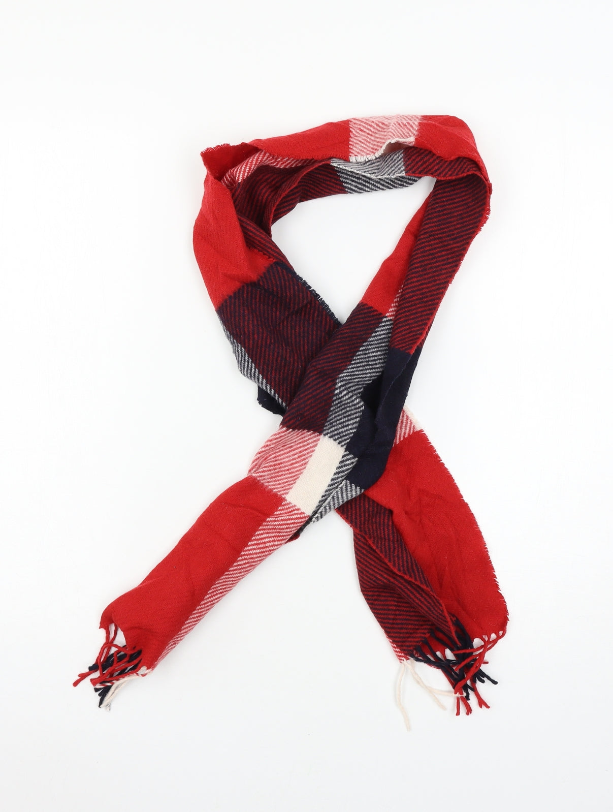 Barbour Womens Red Plaid Knit  Scarf