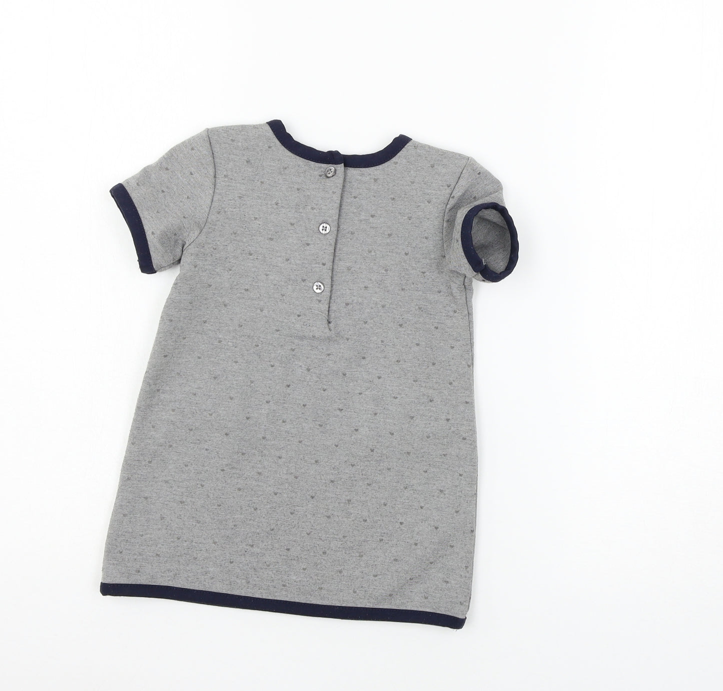 Young Dimension Girls Grey Polka Dot Jersey T-Shirt Dress  Size 12-18 Months