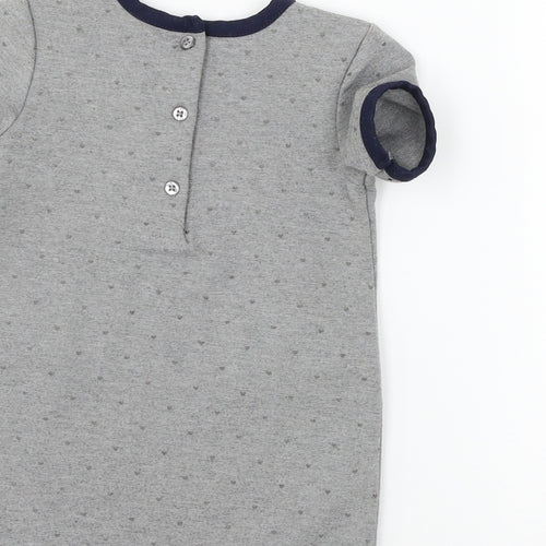 Young Dimension Girls Grey Polka Dot Jersey T-Shirt Dress  Size 12-18 Months