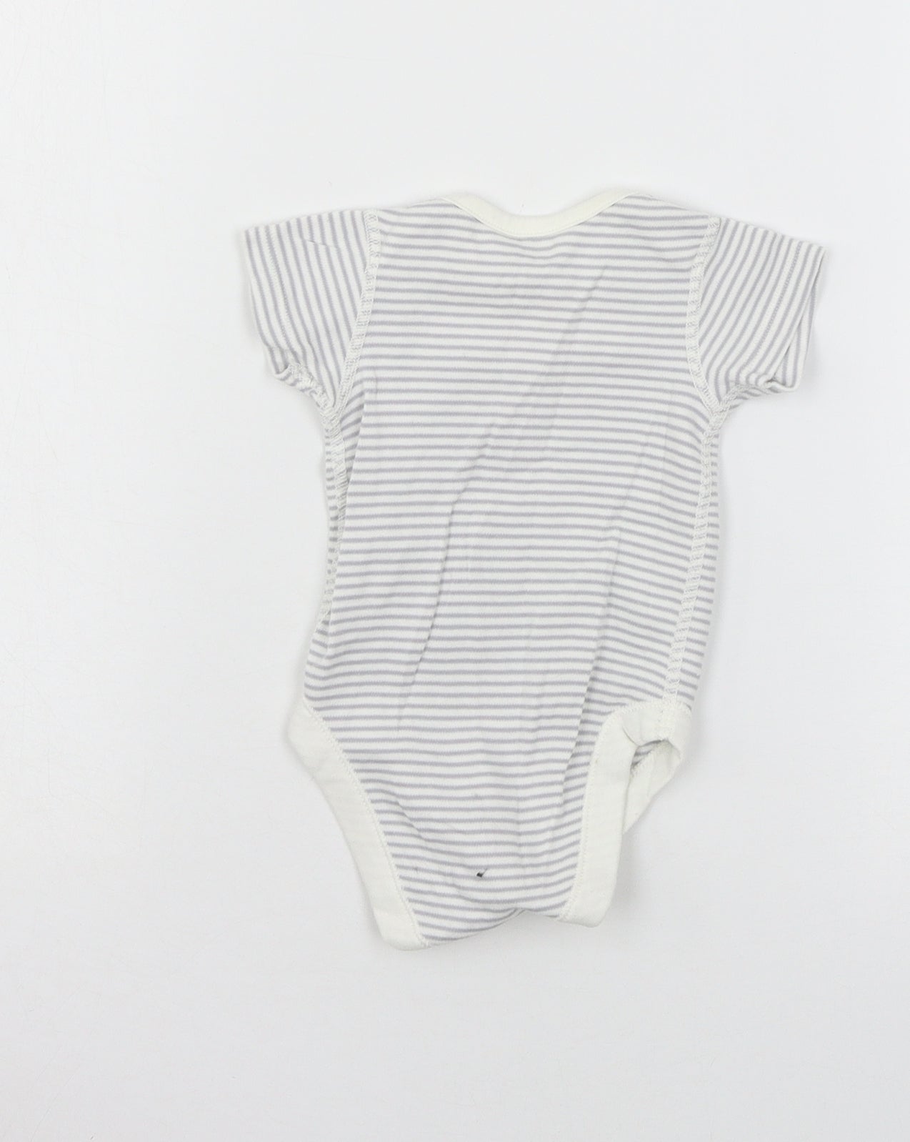 Marks and Spencer Girls Grey Striped Jersey Babygrow One-Piece Size 0-3 Months