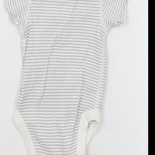 Marks and Spencer Girls Grey Striped Jersey Babygrow One-Piece Size 0-3 Months
