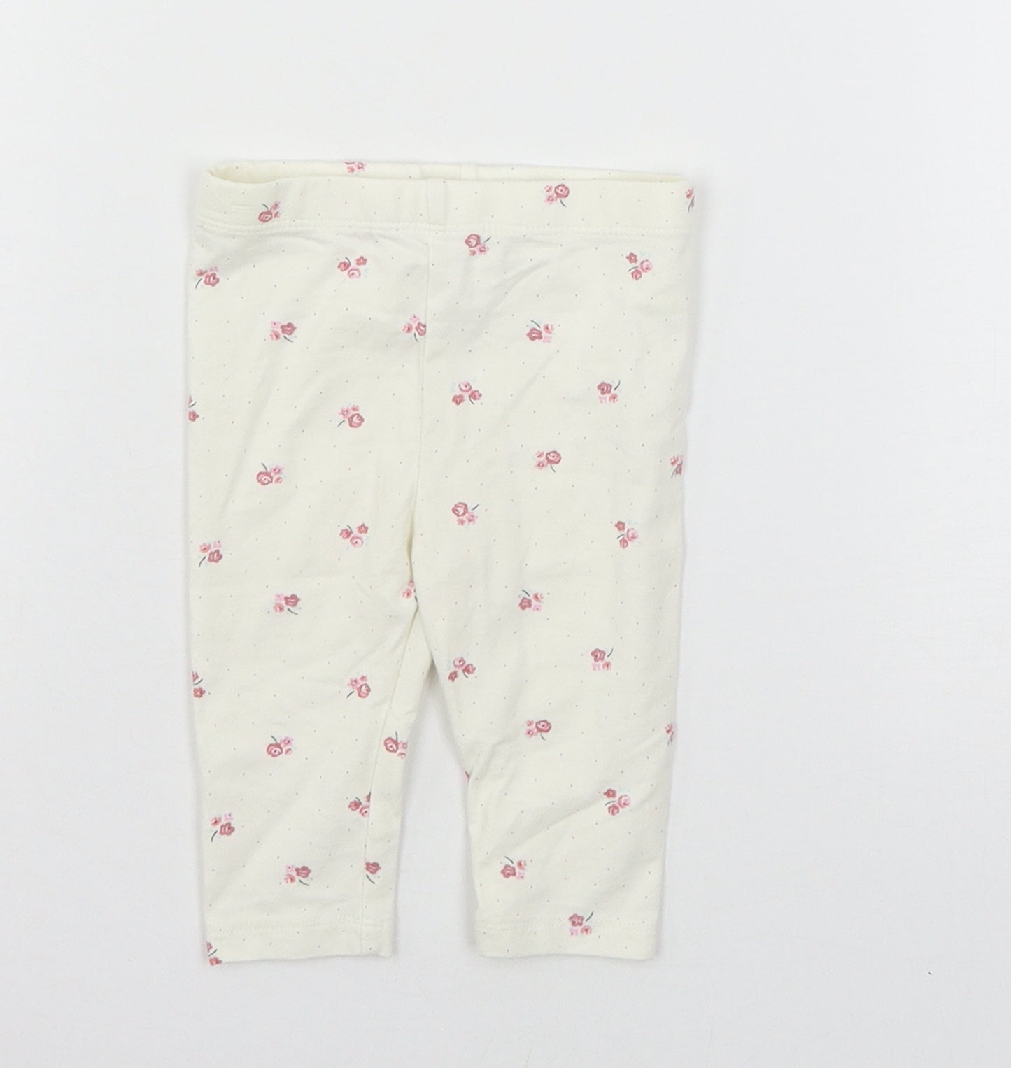 TU Girls Ivory Floral Jersey Jogger Trousers Size 3-6 Months