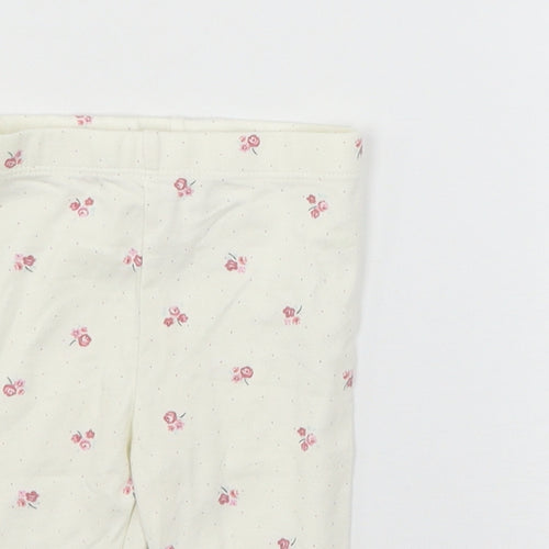TU Girls Ivory Floral Jersey Jogger Trousers Size 3-6 Months