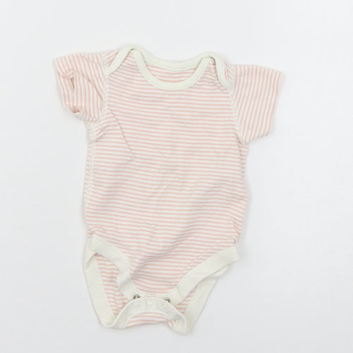 Marks and Spencer Girls Pink Striped Jersey Babygrow One-Piece Size 3-6 Months