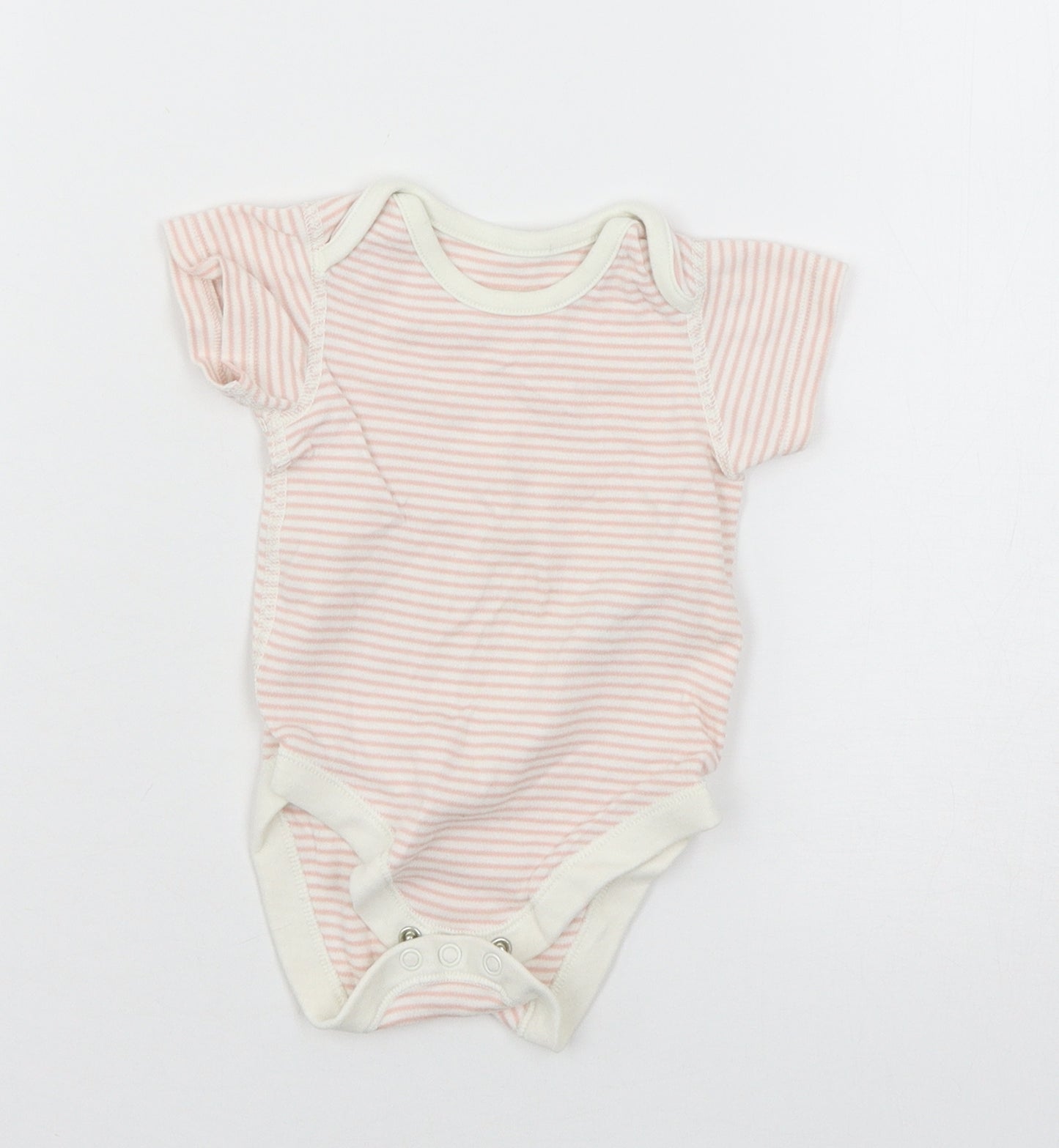 Marks and Spencer Girls Pink Striped Jersey Babygrow One-Piece Size 3-6 Months