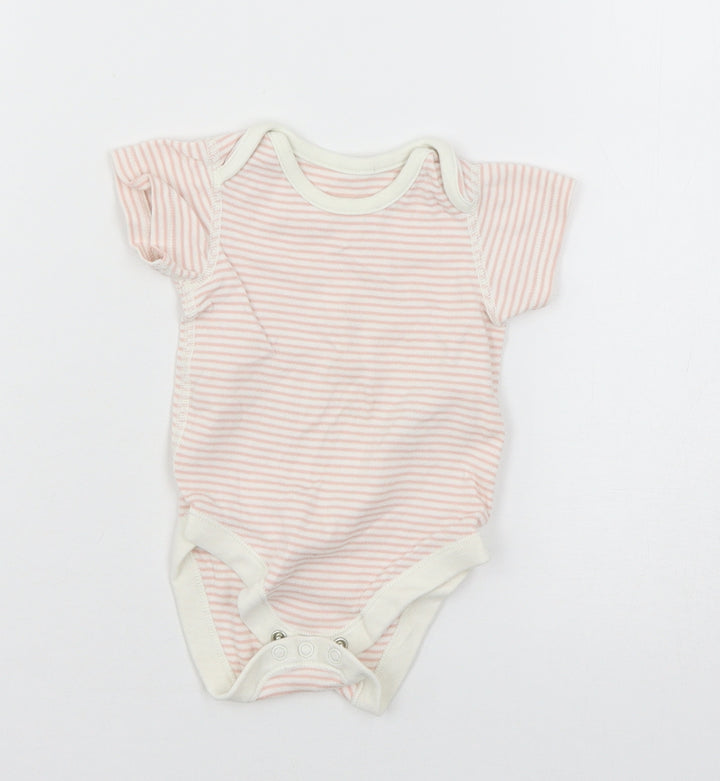 Marks and Spencer Girls Pink Striped Jersey Babygrow One-Piece Size 3-6 Months