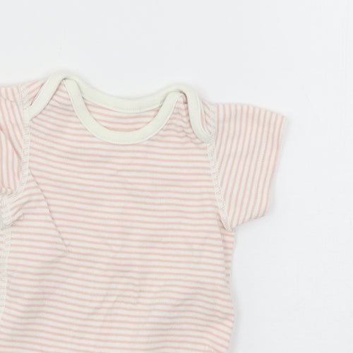 Marks and Spencer Girls Pink Striped Jersey Babygrow One-Piece Size 3-6 Months