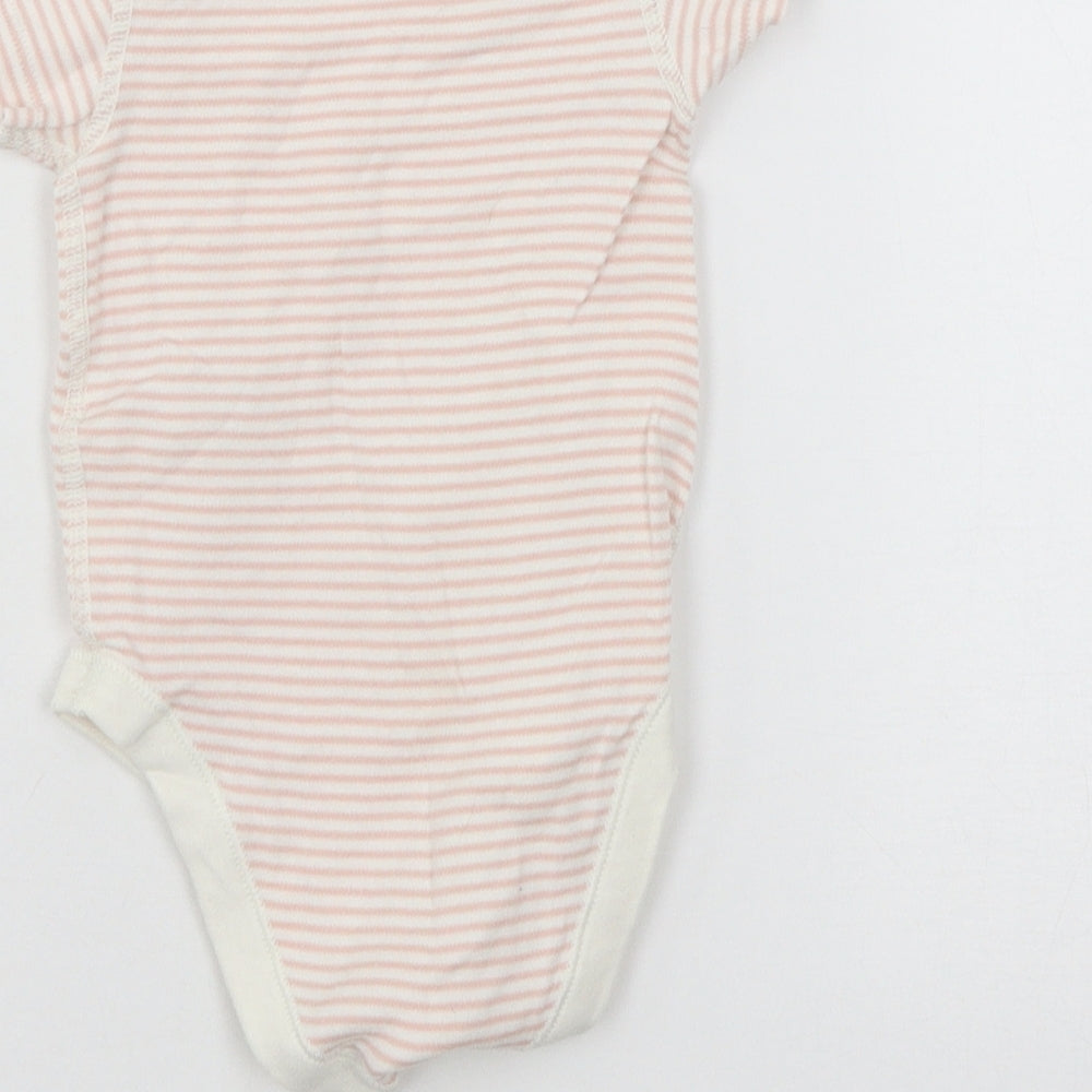 Marks and Spencer Girls Pink Striped Jersey Babygrow One-Piece Size 3-6 Months