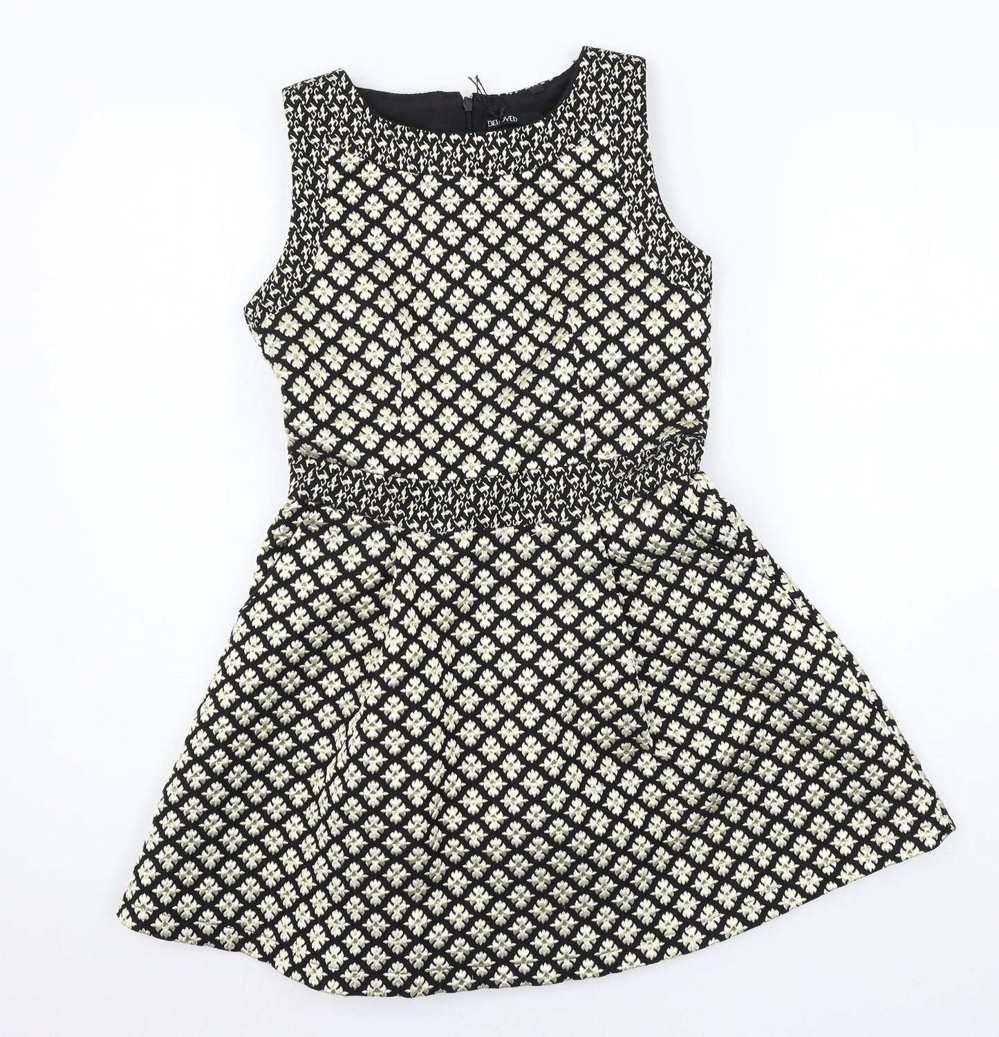 Beloved Womens Black Geometric  Skater Dress  Size S