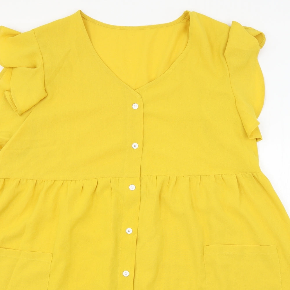SheIn Womens Yellow   Skater Dress  Size XL