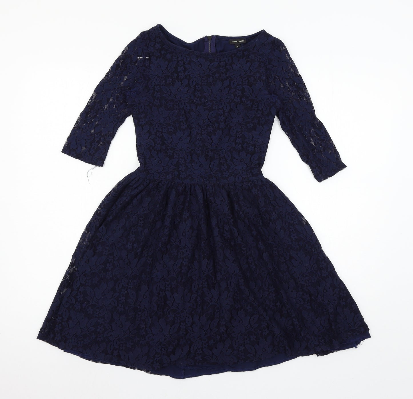 River Island Womens Blue  Lace Skater Dress  Size 6