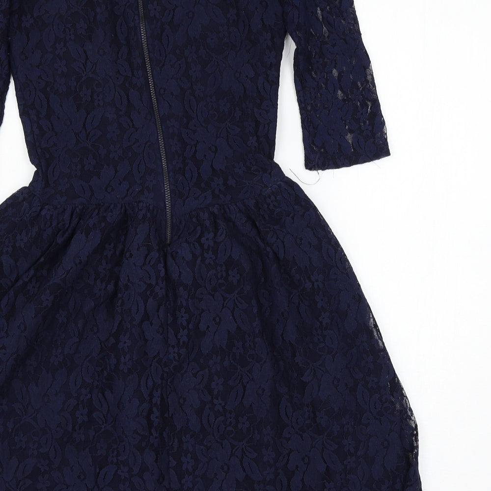 River Island Womens Blue  Lace Skater Dress  Size 6