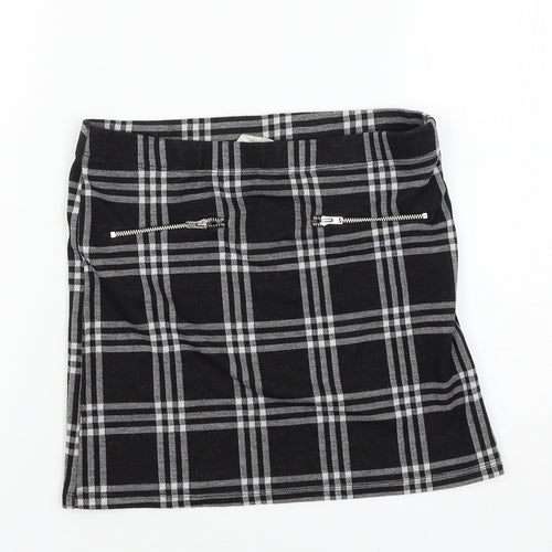 Miss E-vie Girls Black Check Jersey A-Line Skirt Size 10-11 Years
