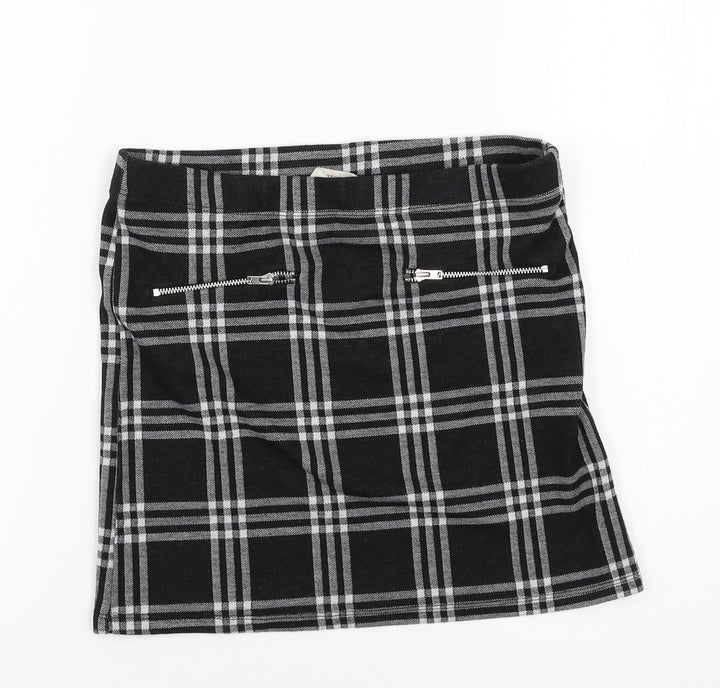 Miss E-vie Girls Black Check Jersey A-Line Skirt Size 10-11 Years