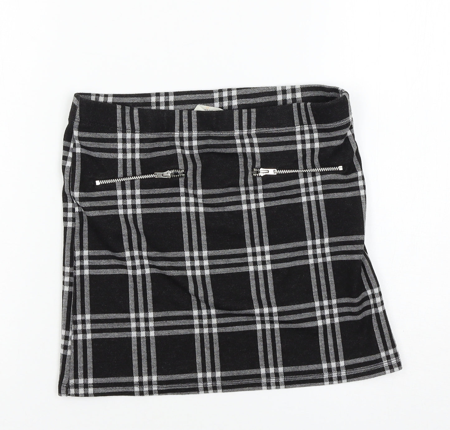 Miss E-vie Girls Black Check Jersey A-Line Skirt Size 10-11 Years