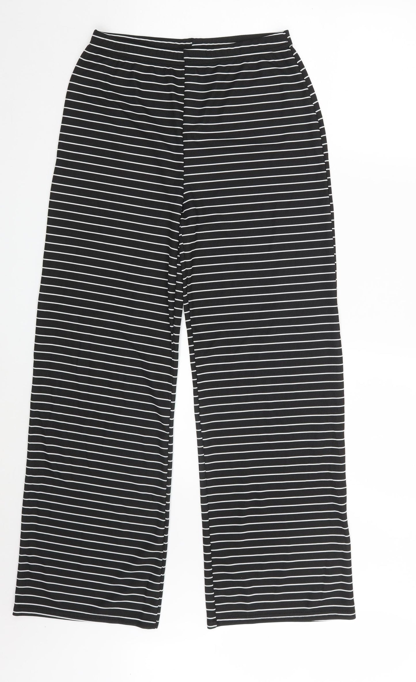 Boohoo Womens Black Striped  Bloomer Trousers Size 12 L27 in