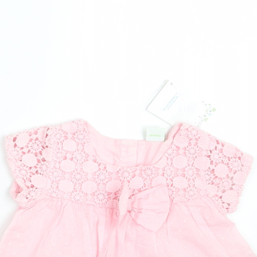 Disney Girls Pink Polka Dot  A-Line  Size 6-9 Months