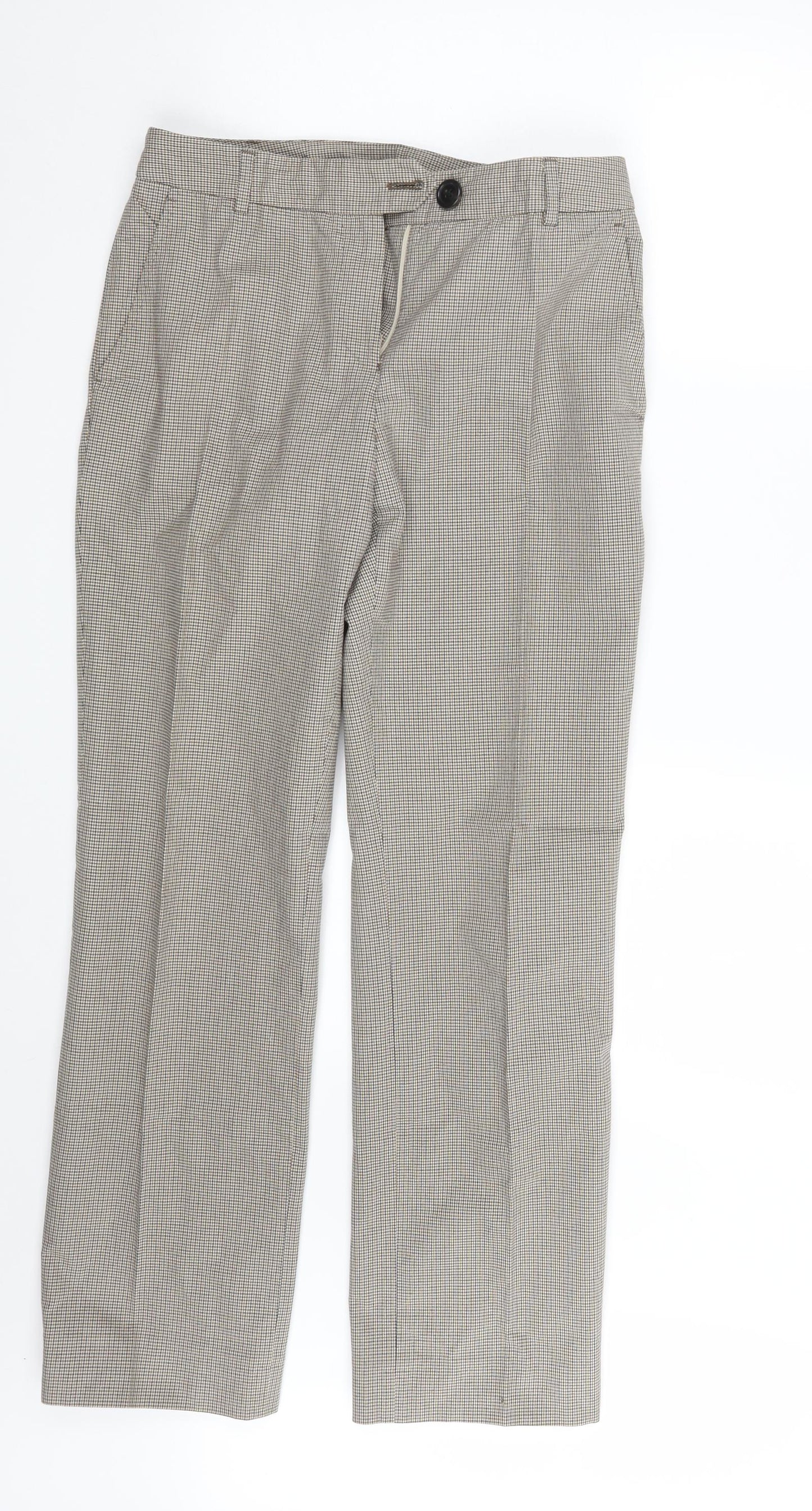 Aquascutum Womens Beige Check  Trousers  Size 10 L30 in