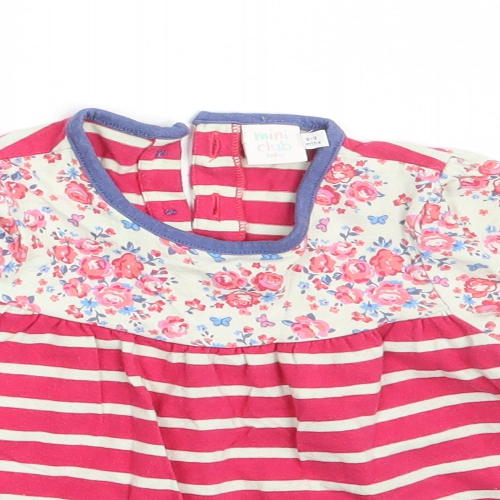 Mini Club Girls Pink Floral  T-Shirt Dress  Size 6-9 Months