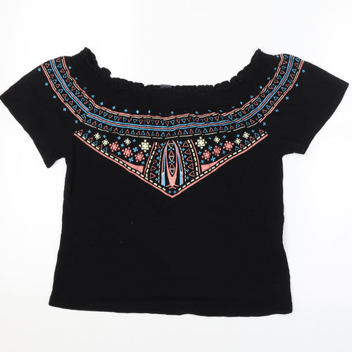 Primark Womens Black Argyle/Diamond  Basic Blouse Size 8