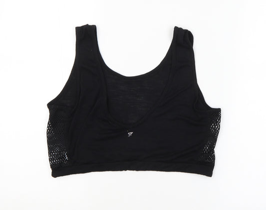 Front view of women’s black cropped tank